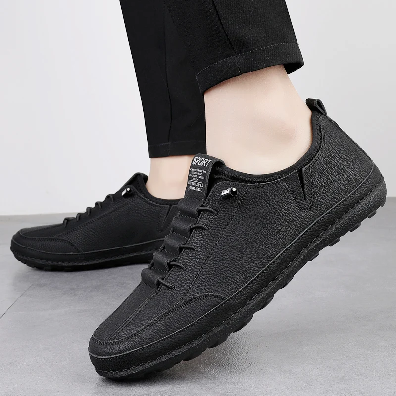 

Brand Business Office Commuting Men Leather Shoes Fashionable Low Cut Flat Bottom Anti Slip Sports Shoes Outdoor Leisure Loafers