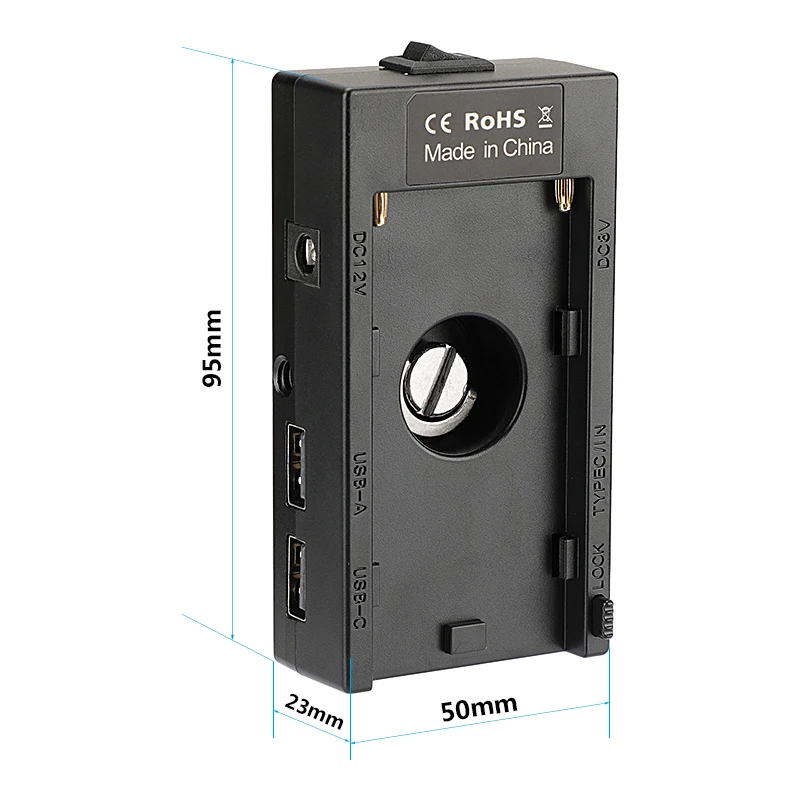 Адаптер для крепления аккумулятора CAMVATE NP-F970 (WY-F01A)12 В 8 В постоянного тока 5 в 9 В с USB-Type C 3A для BMPCC 4K 6K