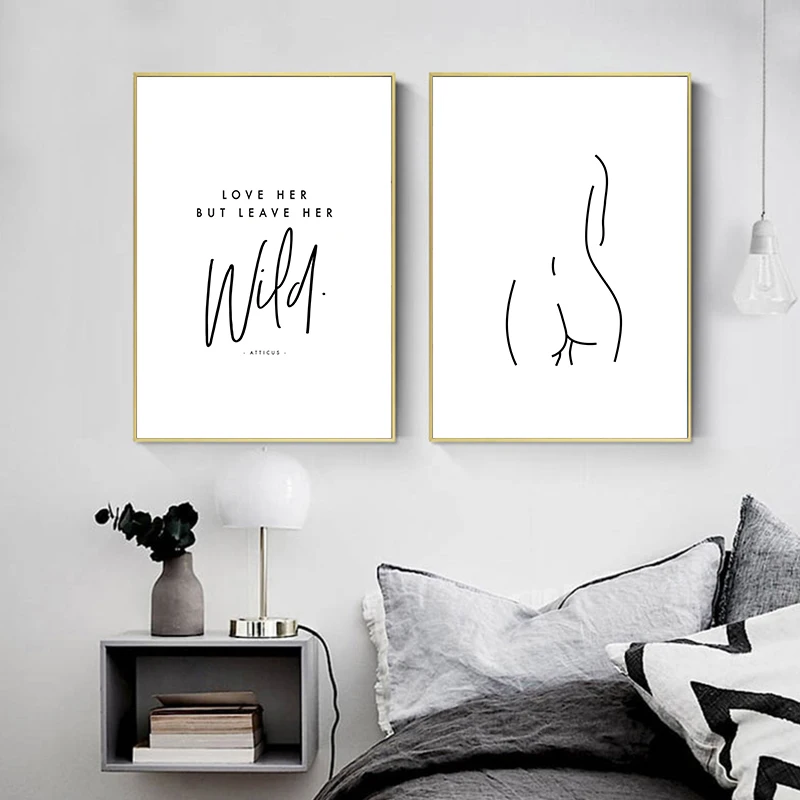 

2pcs/Set Simple Line Canvas Poster Art Wall Decoration Paintings, Modern Nordic Living Room and Room Home Decoration, Murals