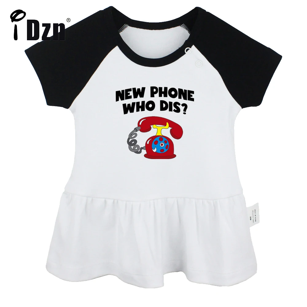 

iDzn Summer NEW Phone Who Dis Baby Girls Cute Short Sleeve Dress Infant Funny Pleated Dress Soft Cotton Dresses Clothes