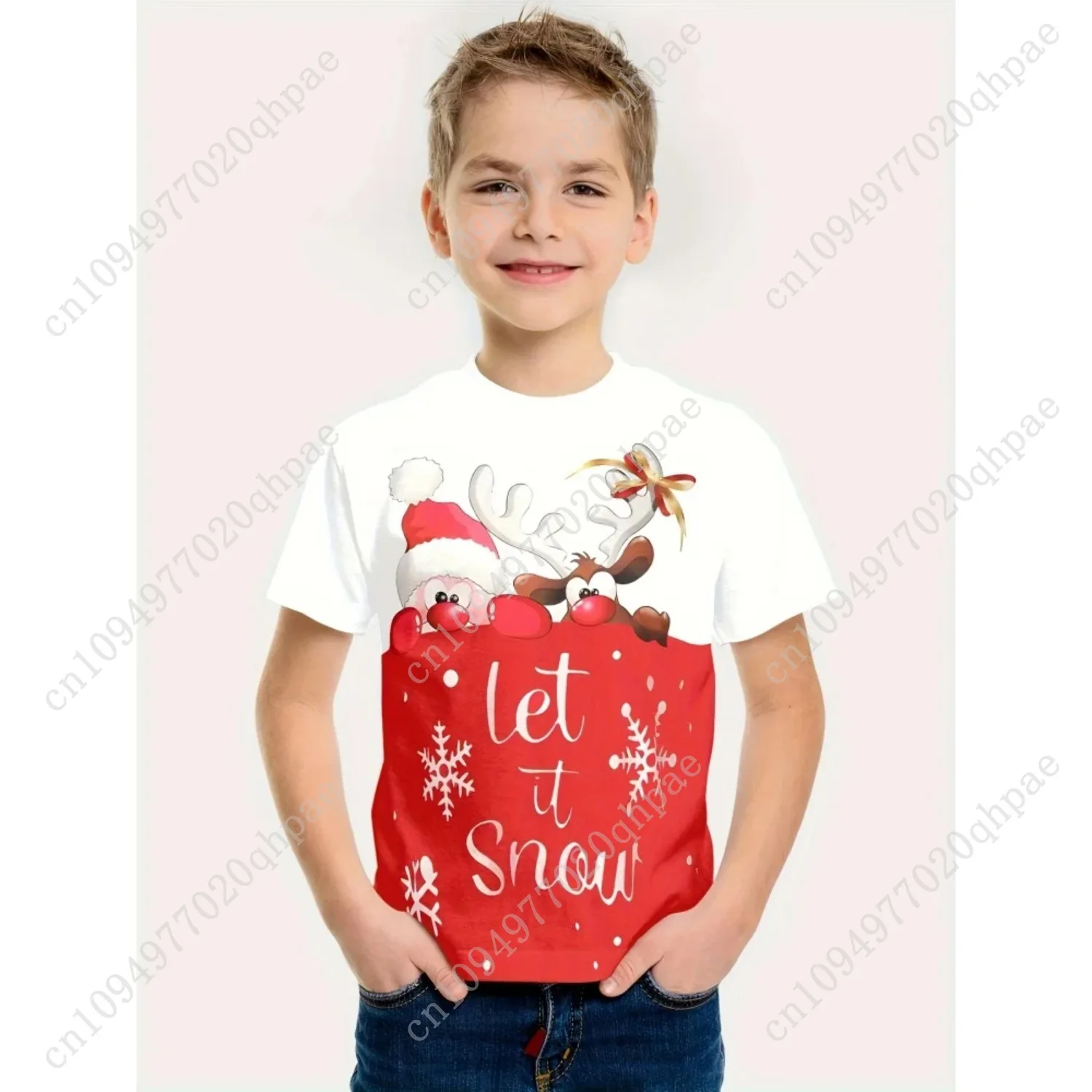 الأطفال تي شيرت سانتا كلوز عيد الميلاد طباعة فتاة الملابس لطيف الكرتون البلوز تيز الصبي بلايز موضة هدية ملابس الأطفال