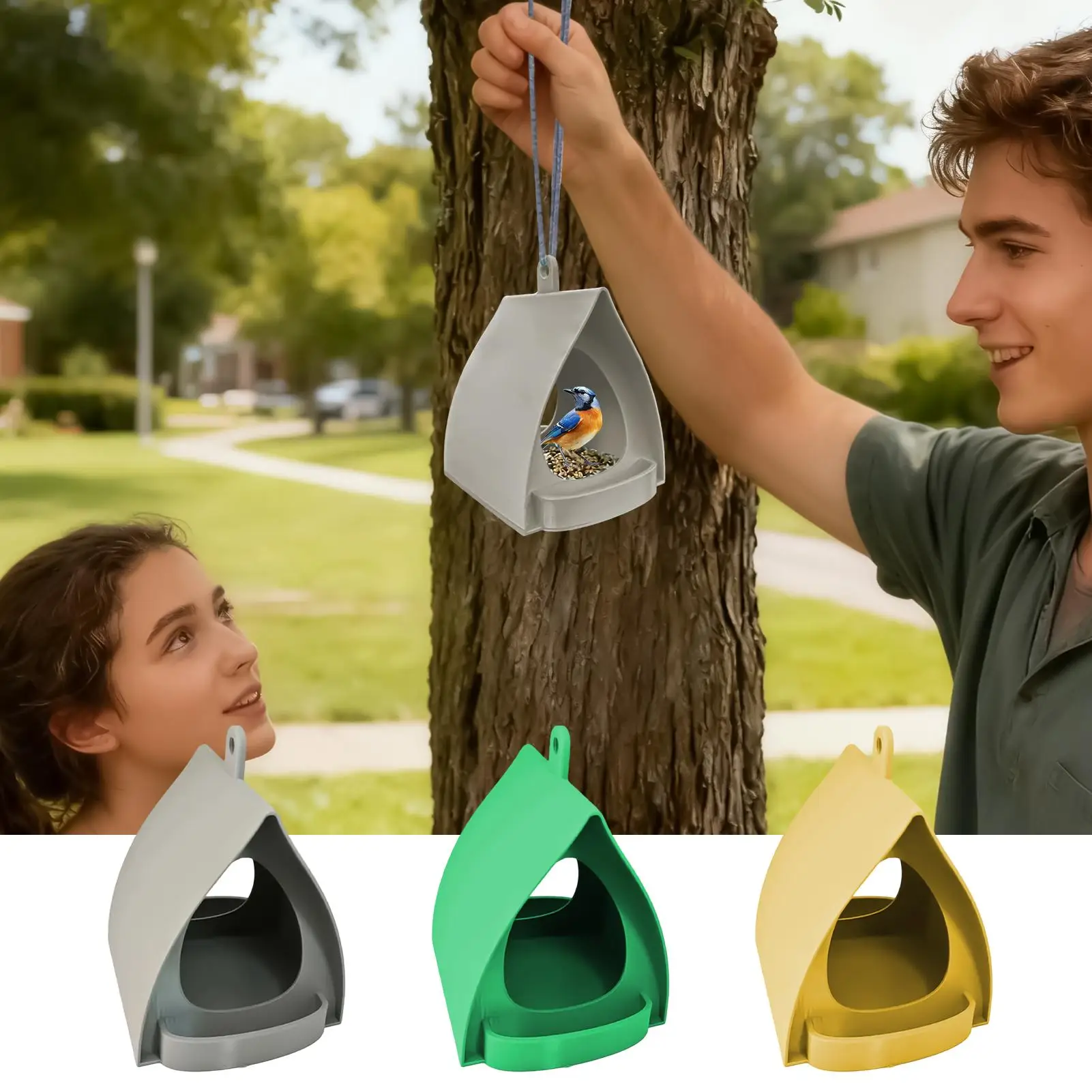 Hut Shape Hanging Outdoor Bird Feeder Open Design outdoor hanging rainproof snow proof courtyard artificial nest bird shelter ﻿