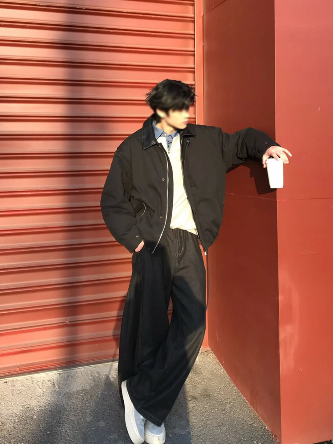 

American High Street PU Leather Collar Jaet Cotton Men's Cleanfit ort Winter Thiened Warm Outerwear Faionable