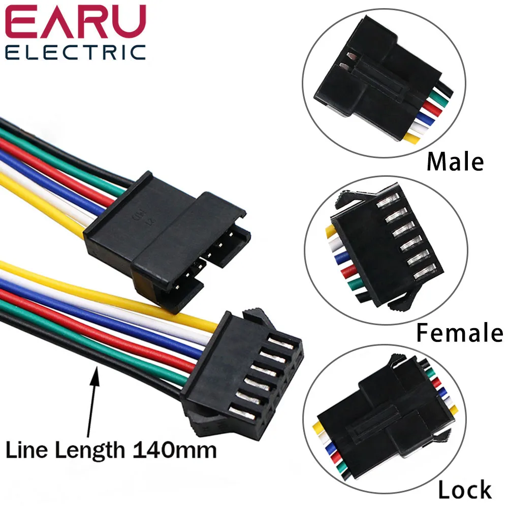 2Pin 3Pin 4Pin 5Pin 6Pin led Connector Male/female JST SM 2 3 4 5 6Pin Plug Connector Wire Cable for Led Strip Light Lamp Driver