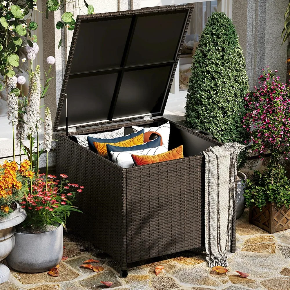 

80 Gallon Outdoor Storage Deck Box Waterproof Deck Box With Lockable Lid & Side Handles Indoor Weather-Resistant Backyard
