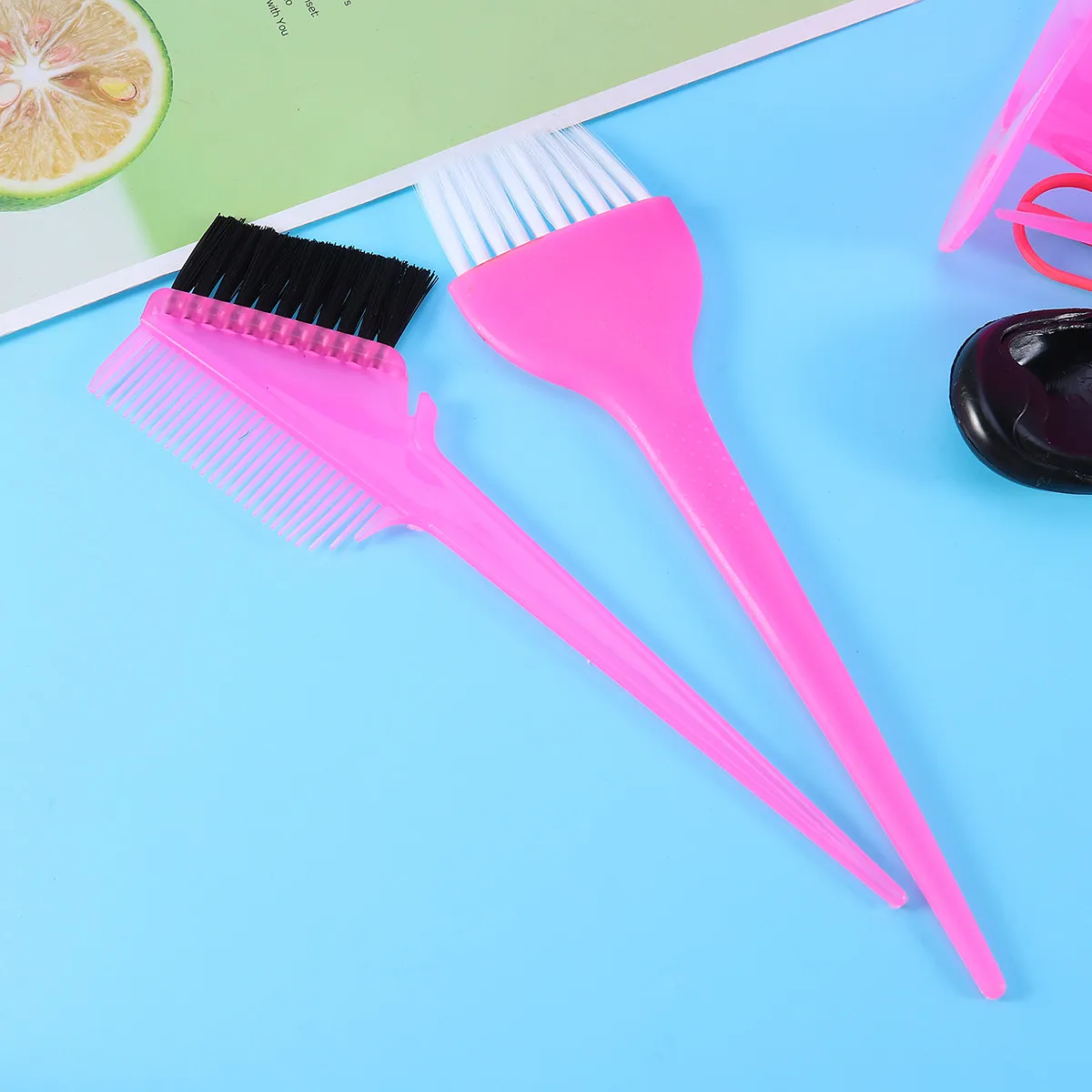 

6Pcs Hair Coloring Kits Rosy Plastic Smooth Surface Hair Dye Tools Hairdressing Kits for Home Salon Use