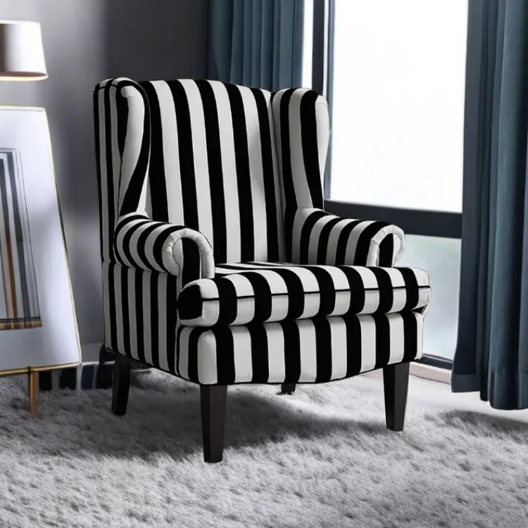 American simple fabric French retro light luxury living room black and white sofa recliner
