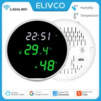Sensor inteligente de temperatura y humedad para interiores, higrómetro, termómetro con retroiluminación, pantalla LCD, compatible con Google Home y Alexa, WiFi, Tuya
