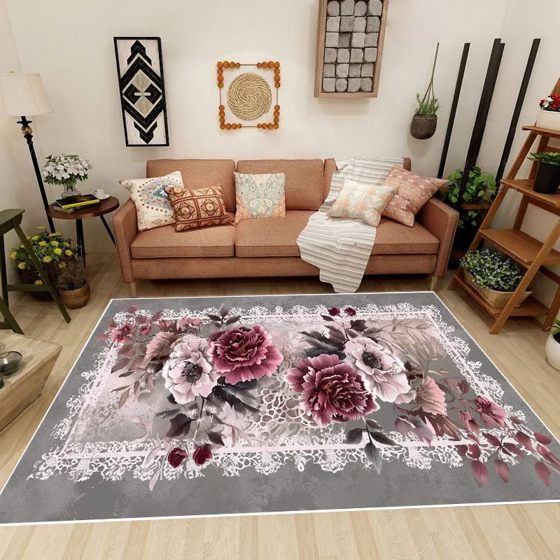 

Коврик с цветочным дизайном для гостиной, нескользящий напольный коврик для большой комнаты, можно стирать в машине, для детей