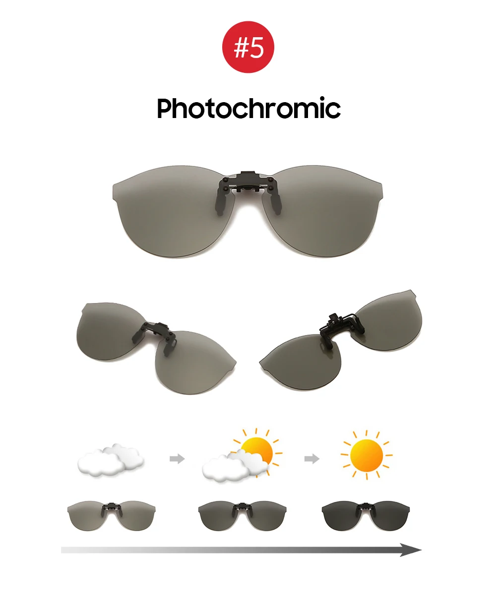 VIVIBEE Red Fishing Flip Up Clip On Polarisierte Sonnenbrille Herren UV400 High Definition Nachtsicht-Fahrlinse – Detail 16