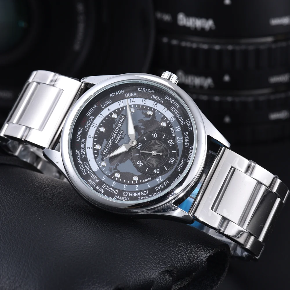 Collection Hot Sale AAA Frederique Constant Brand Watches For Mens Multifunctional Auto Date Quartz Wristwatch AAA Male Clocks
