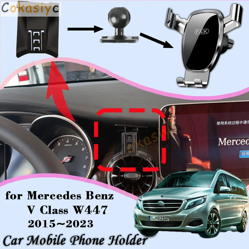 

Car Mobile Phone Holder For Mercedes Benz V Class V250 W447 2015~2023 360 Degree Rotating GPS Special Mount Support Accessories