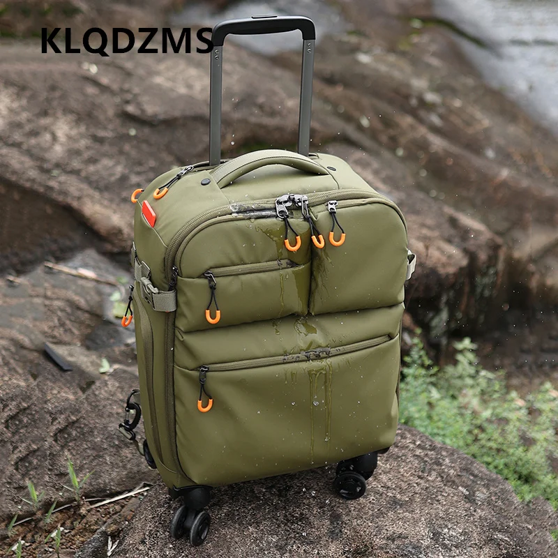 KLQDZMS Men's Suitcase 18 Inch Oxford Cloth Boarding Box Waterproof Trolley Case Cart Type Travel Bag Women's Cabin Luggage