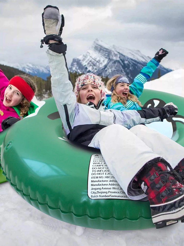 لوح تزلج قابل للنفخ من مادة PVC مع مقابض أنبوب الثلج، أداة تزلج الثلج المقاومة للأنشطة العائلية الشتوية الخارجية