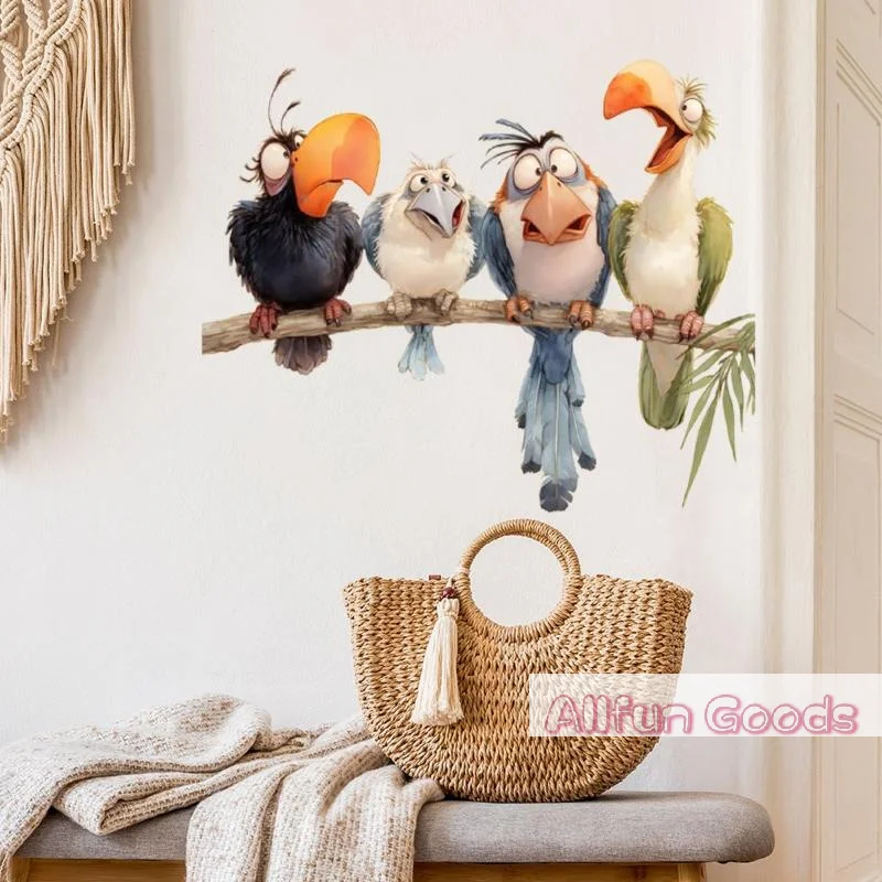 [TG835]Funny Bird Wall Stickers Bedroom Kids Room Background Decoration Home Decor Self-adhesive