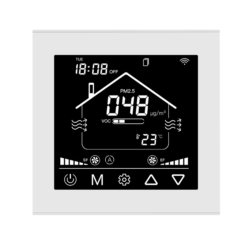 White Shell Real Time Monitoring VOC PM2.5 Temperature And Humidity RS485 HVAC Ventilation System Fan Controller