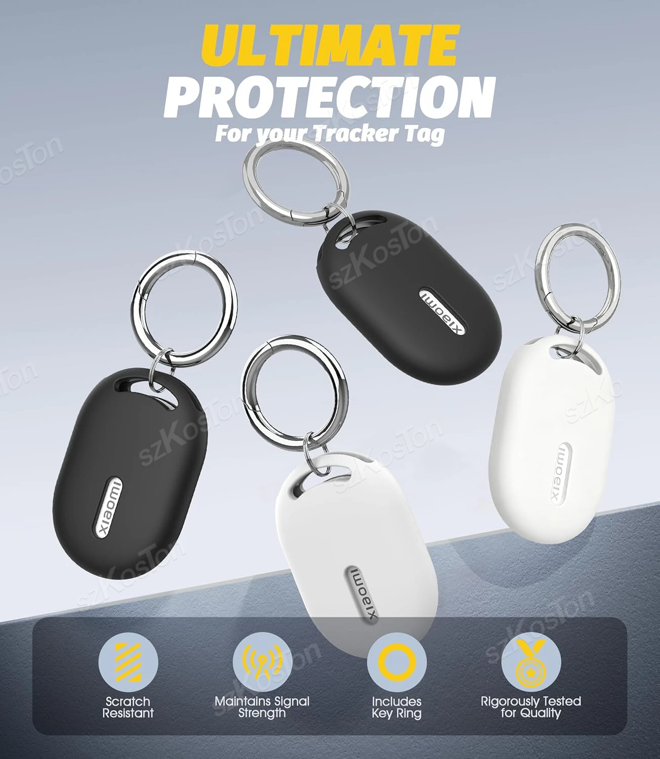 2-4 Pack Silicone Protective Case Compatible with Xiaomi Tag Anti-Loss Locator Anti-Scratch Soft Protection Cover with Keychain