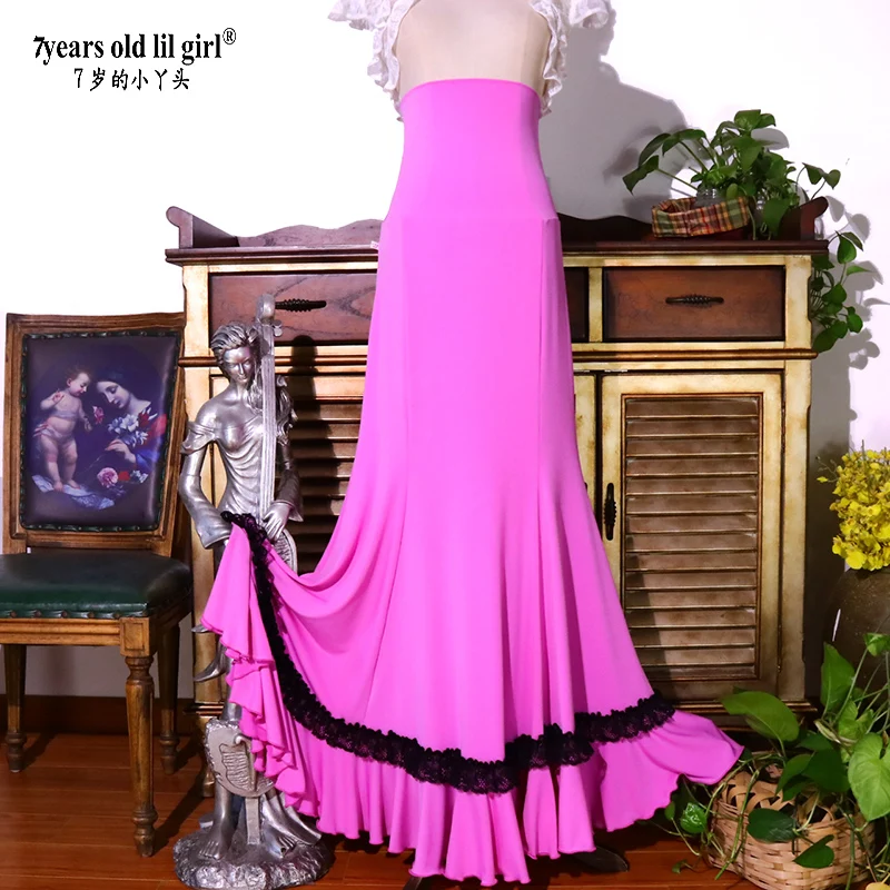 Espanhol flamenco dança prática vestido saia multicamadas mulher usar fishtail dtt61