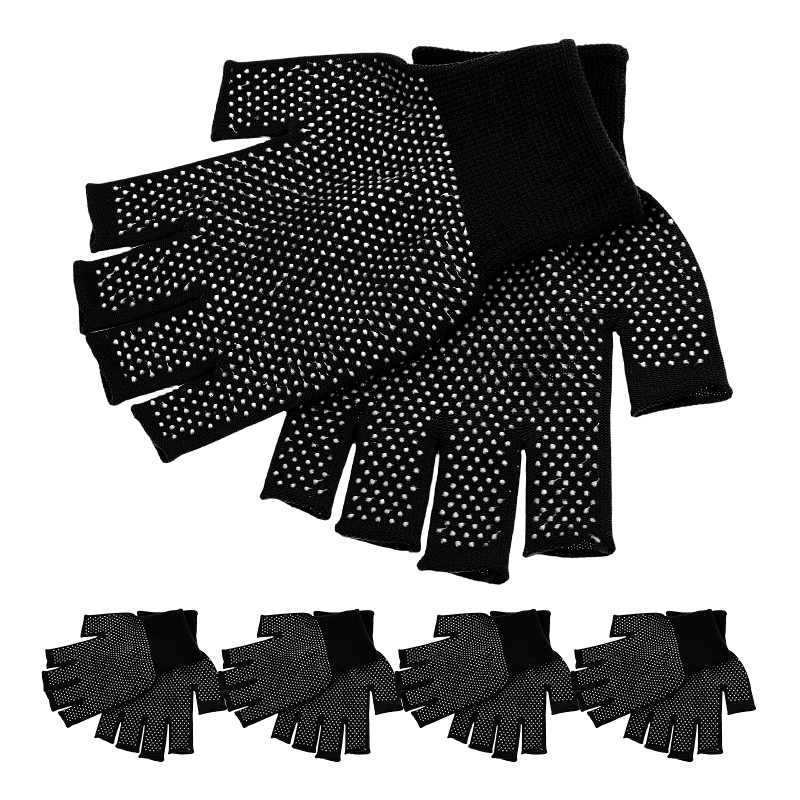 

5 Pairs Anti-slip Finger Gloves Without Fingertips Men Fingerless for Women Winter Running Driving Work Pvc Men's