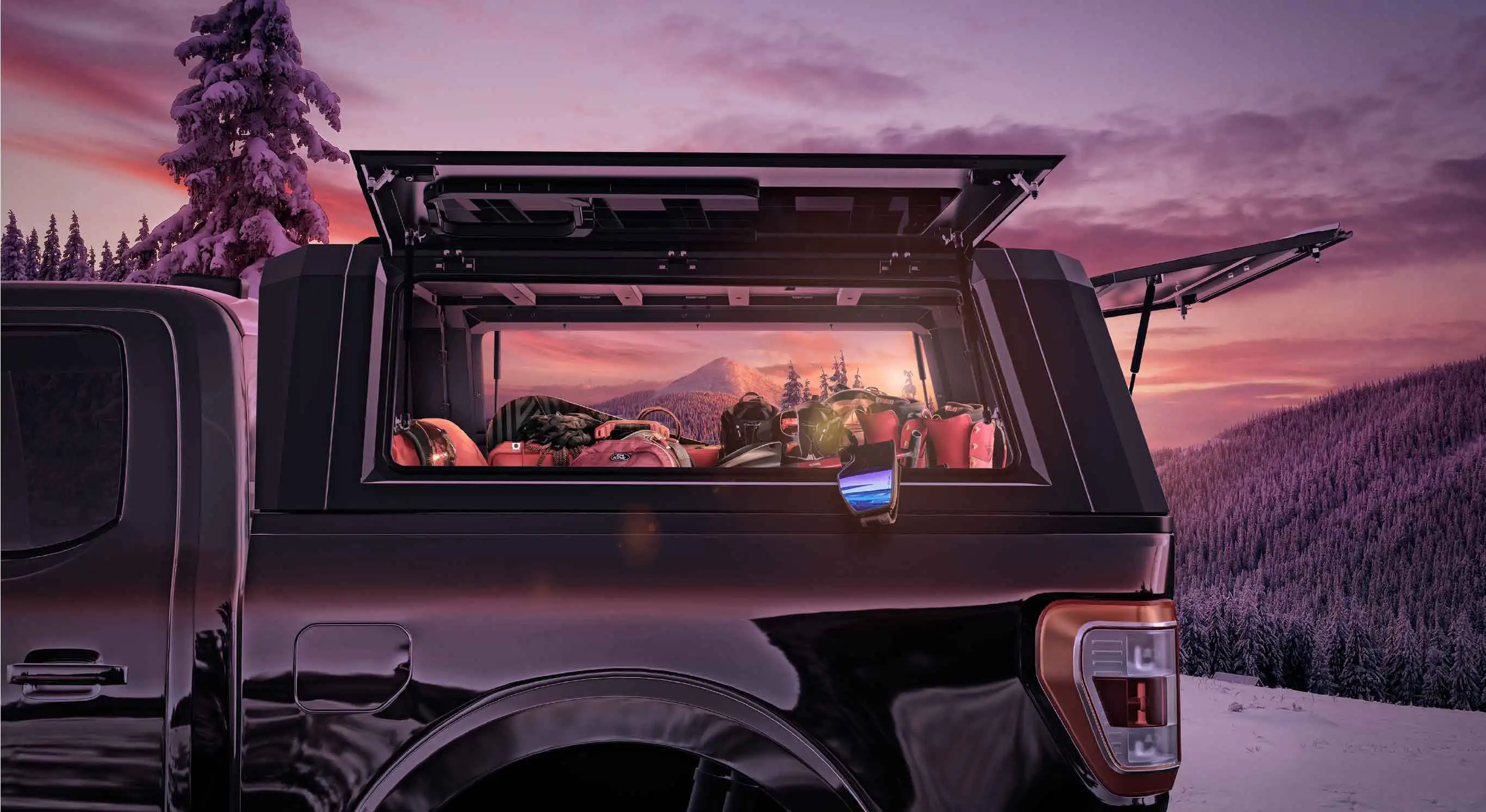 

CoolCar Dual Cab Steel/Aluminum Ute Canopy Manual Slide-in Camper For For Hilux Camping 4WD Waterproof Locking Featur