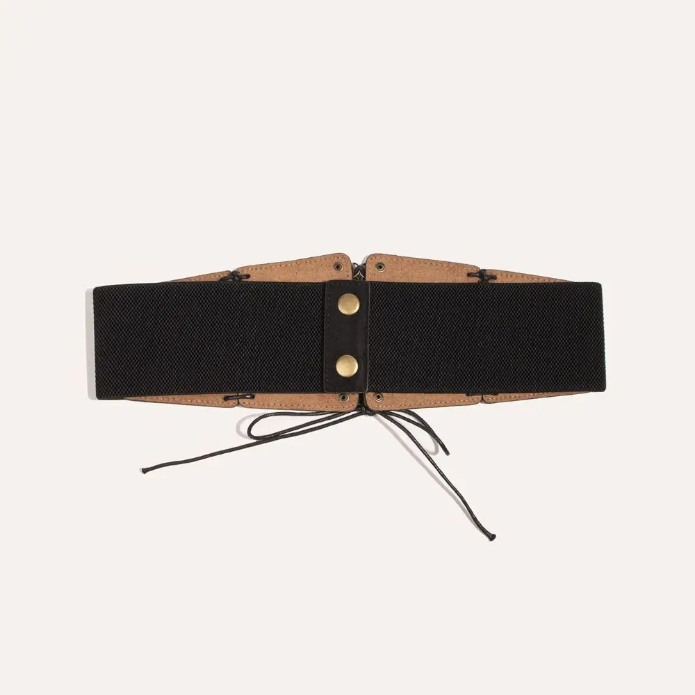 Gothic Adjustable Elastic Cummerbunds Solid Color PU Leather Suede Wide Belt Elastic Waistband Waist Corset Ladies