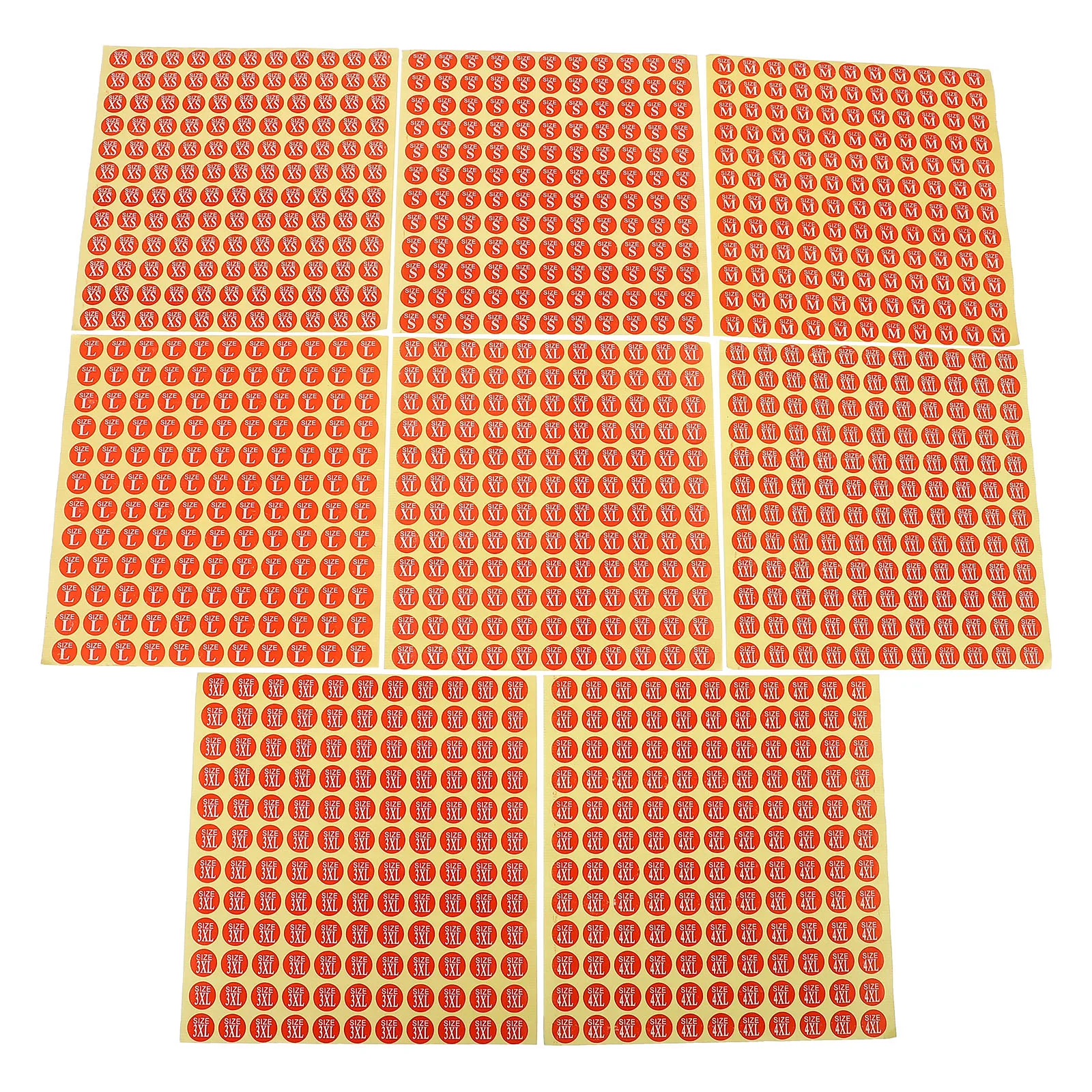

80 Sheets Clothing Size Sticker Labels Adhesive Round Universal Apparel Tags Clear Printing Colors Stick Lightweight