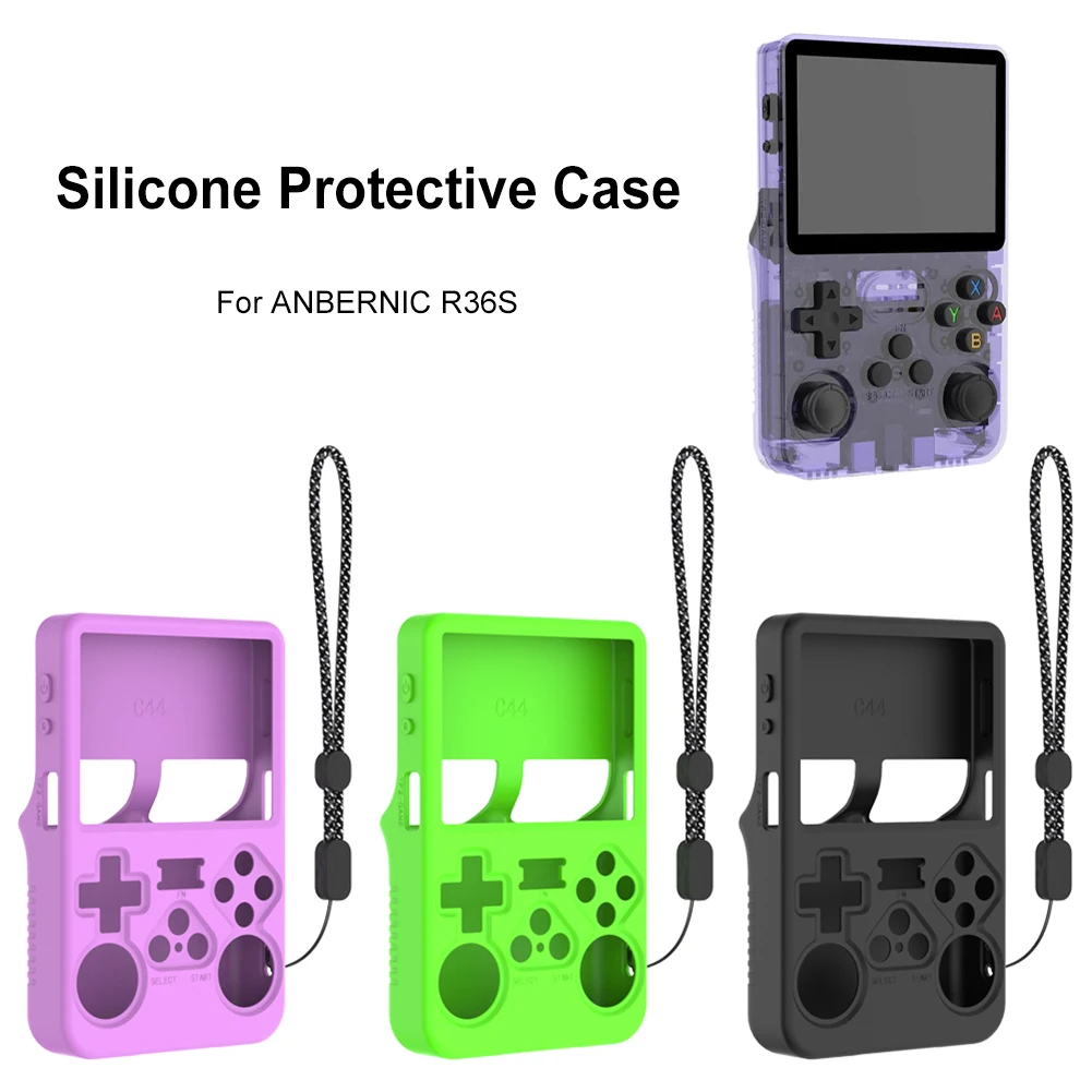 Silicone Case For ANBERNIC R36S Handheld Game Console Protective Cover Anti-Scratch Storage Box Soft Shell Sleeve with Lanyard