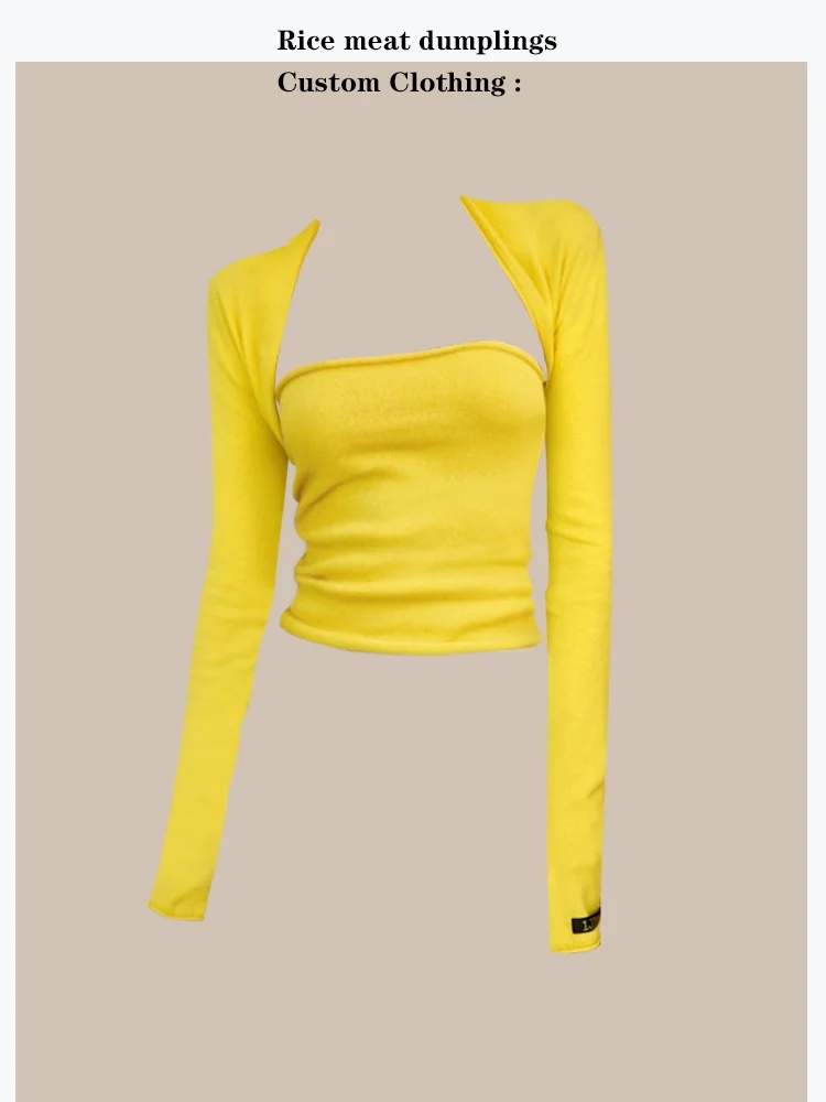 

Pure Color Knitted Cardigan And Tank Top Set Women's Fashion Spring Autumn Two-Way Wear Long Sleeve Short Length Slim Fit