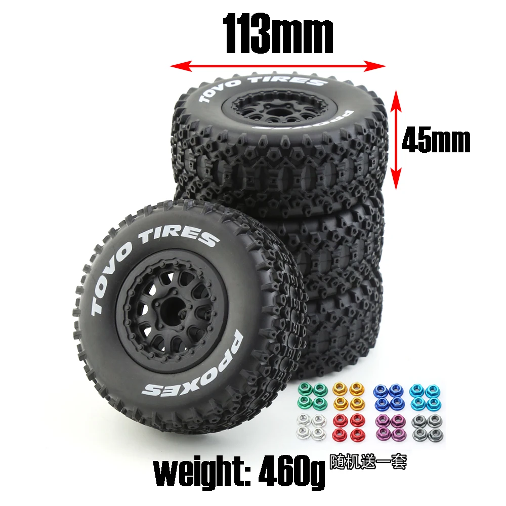 1/10 RC ショートコーストラック全地形タイヤ TRAXXAS Slash4X4 HuanQi 727 ARRMA SENTON 3S Losi Ford Raptor Baja Rey 用