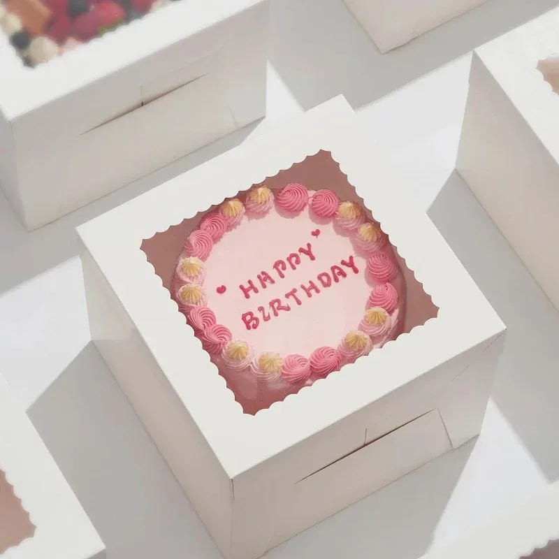 10 قطعة صندوق كعك أبيض قابل للطي للاستعمال مرة واحدة لحفلات أعياد الميلاد وحفلات الزفاف متجر الحلوى مخبز كعكة التعبئة والتغليف صندوق كعكة للاستعمال مرة واحدة