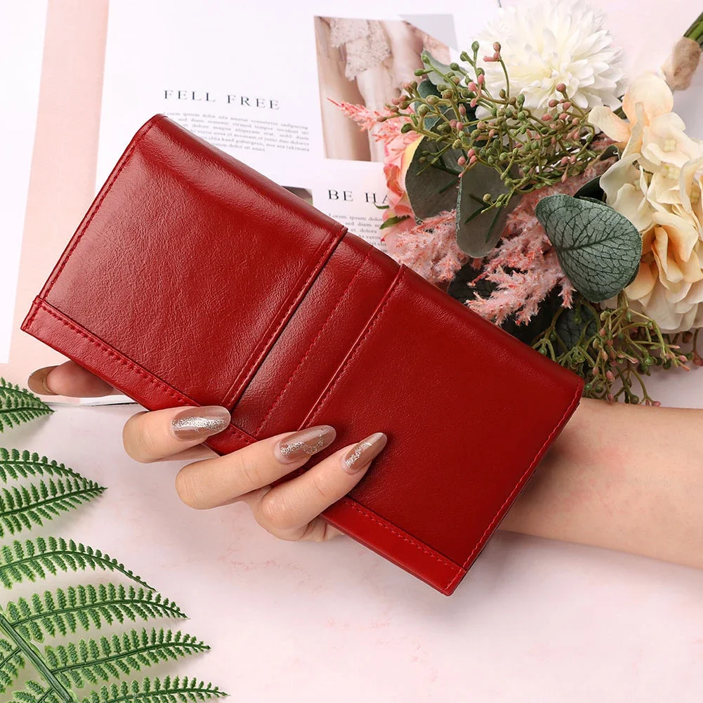 2024 Hot Sale Genuine Leather Women Wallet Long Multi-Card Holder Large Capacity Wallet for Women Mobile Phone Purse