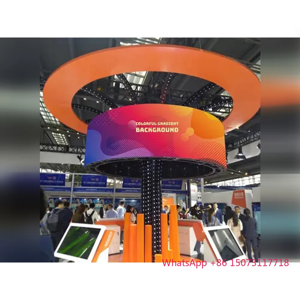 P1.8 P2.5 2.5mm 풀 컬러 실내 원형 기둥 LED 디스플레이 월 360도 곡선형 LED 스크린 패널