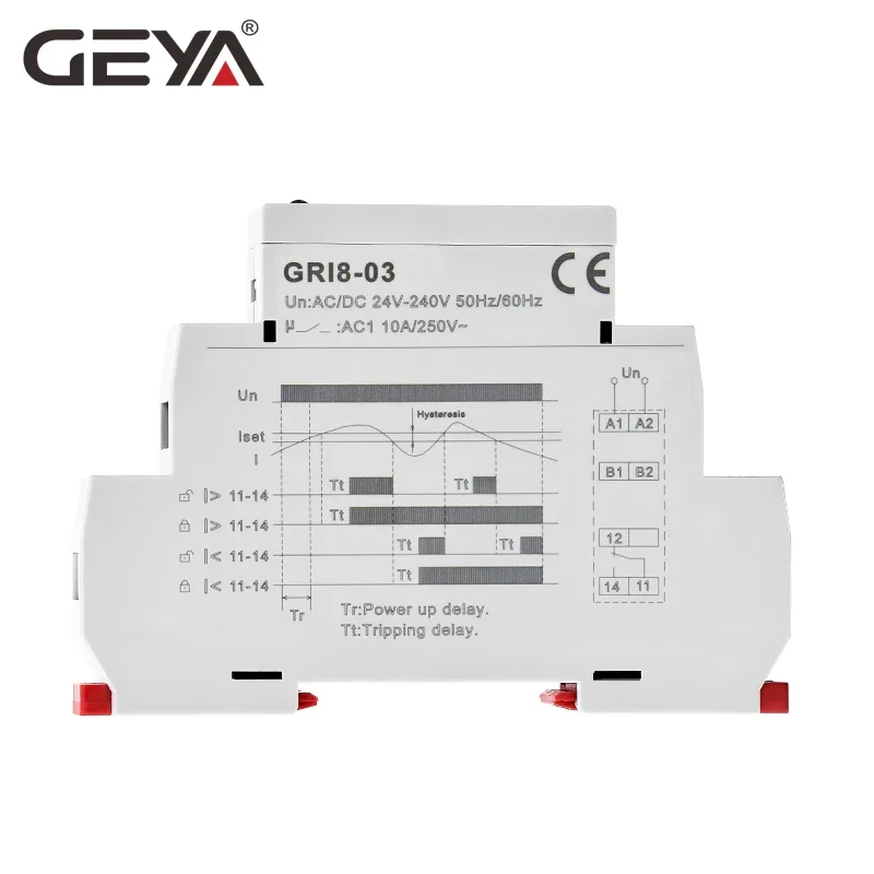 GEYA GRI8-03/04 Over Current and Under Current Monitor 0.5A 1A 2A 5A 8A 16A Current Monitoring Relay