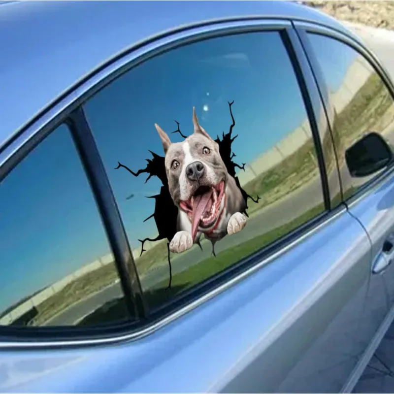 Waterproof Car Decals Cute Crack Dog Wall Sticker Glass Window Door Home Decoration Cartoon Animals Wallpaper Removable Poster