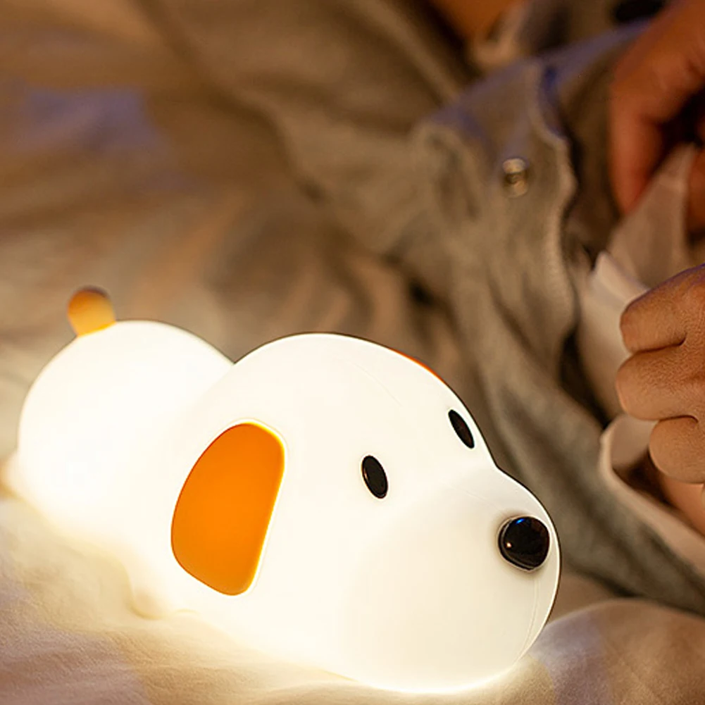 Silicone LED Papa Puppy Night Light Animal Lamp Touch Sensor Dog Night Lamp Children Kid Bedside Bedroom Decor Birthday Gifts image 5