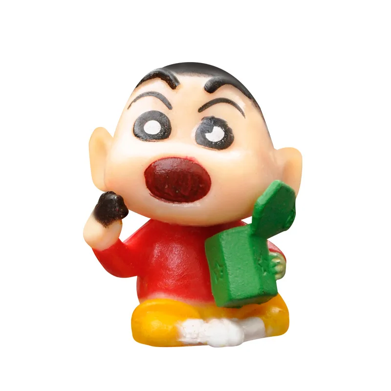 8 sztuk/zestaw Anime kredka Shin Chan figurka Nohara Shinnosuke Cosplay ładny Ornament lalka PVC zabawki-modele do kolekcjonowania prezent dla dzieci