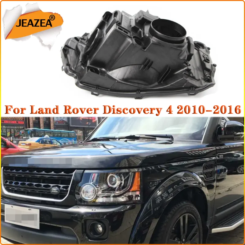 JEAZEA For Land Rover Discovery 4 Headlight Back Base Lamp Rear Case Shell Black Lens 2010 11 12 13 14 15 16