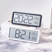 Large Screen LCD Digital Wall Clock Temperature Humidity Digital Wall Clock Date Week Display 12/24H Format Desktop Clock