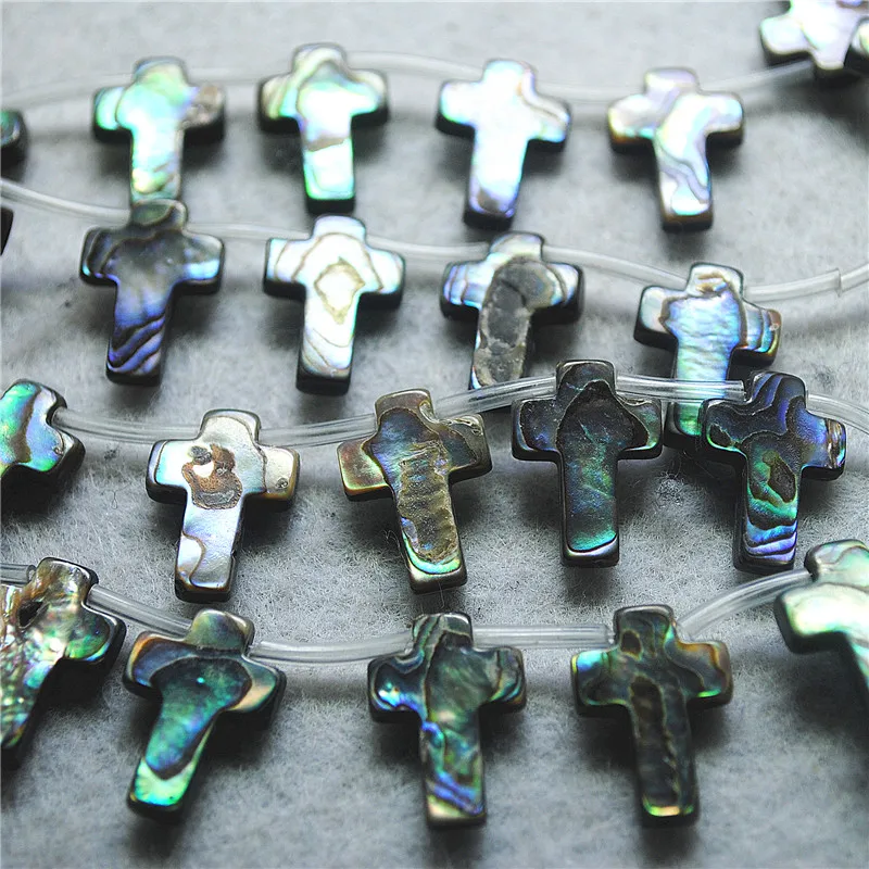 

11PCS Natural Abalone Shell Strings Cross Shape 13X18MM Top Drilled For Charms Necklace Making Accessories Good For DIY Jewelry