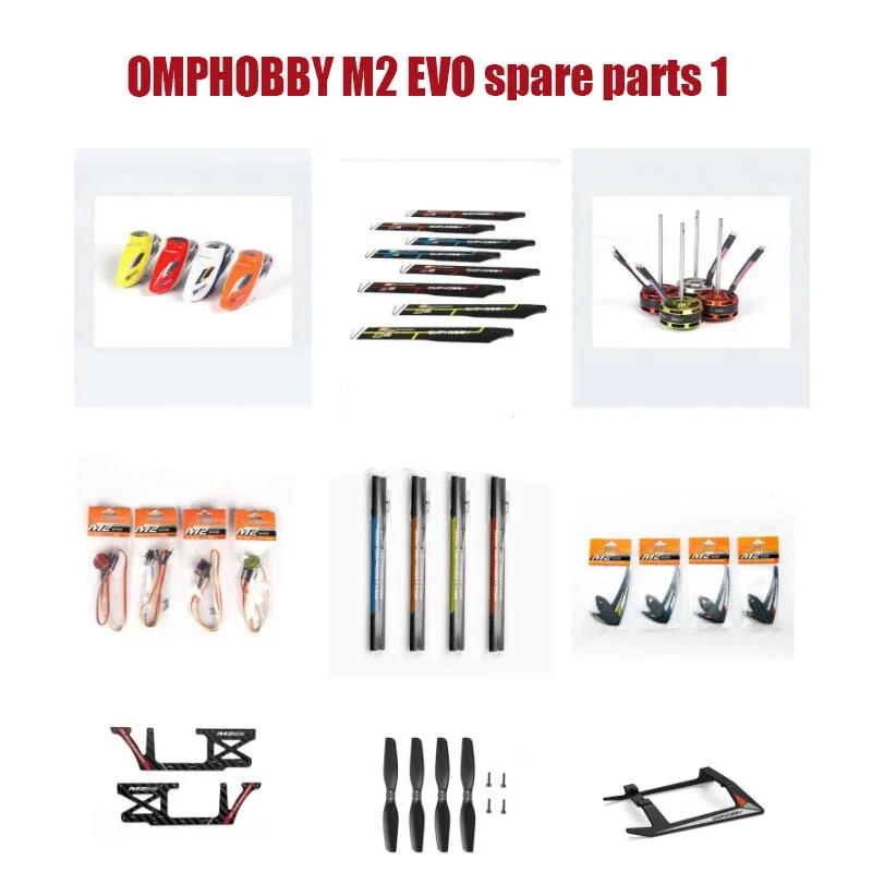 OMPHOBBY M2 EVO M2-EVO RC helicopter Spare Parts canopy propellers tail blade wing landing gear motor servo pull rod set1