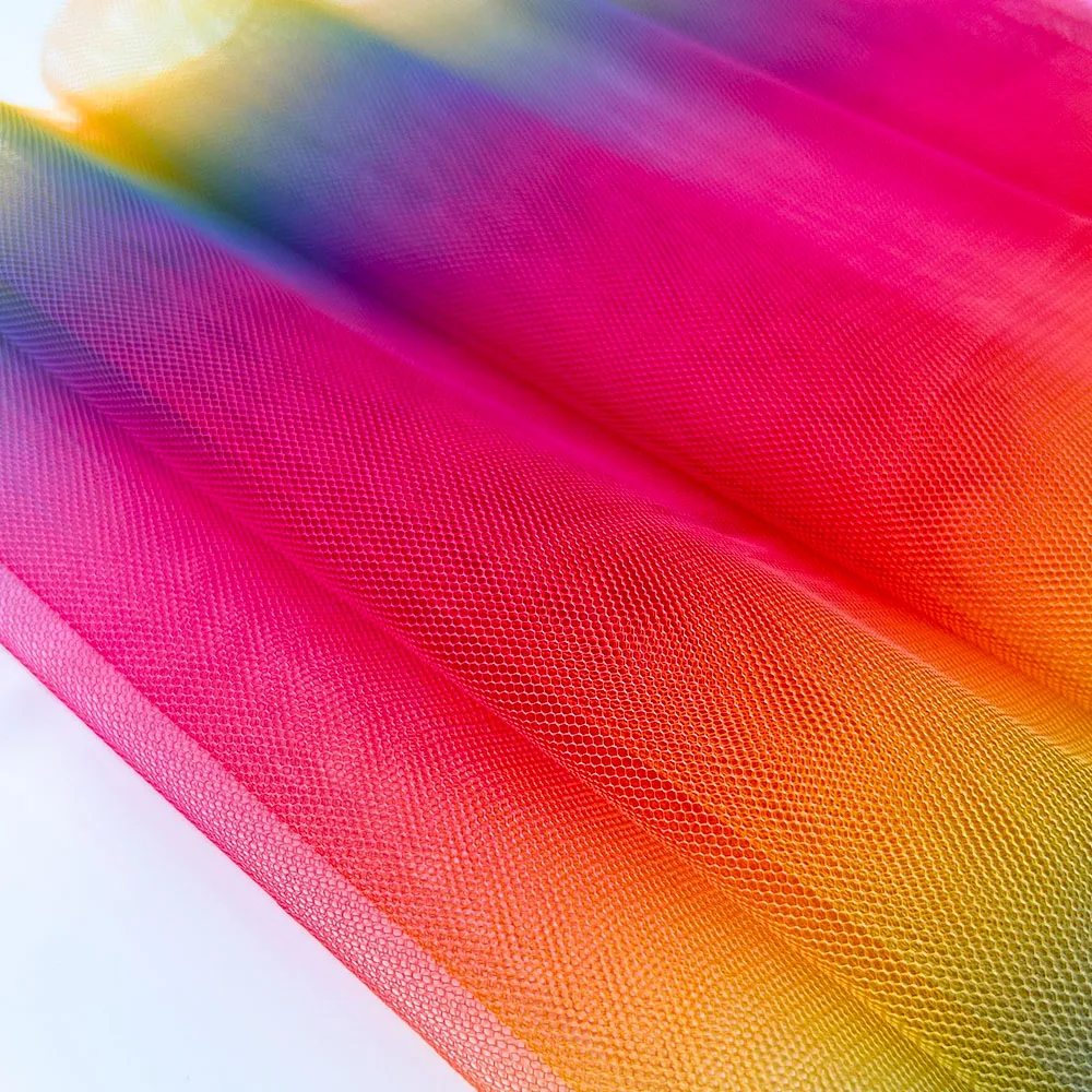 

160x90cm Soft Rainbow Tulle Fabric Hexagon Mesh For Tutu Dress Making Photo Background Cloth Wedding Bride Gown Xmas Party Decor