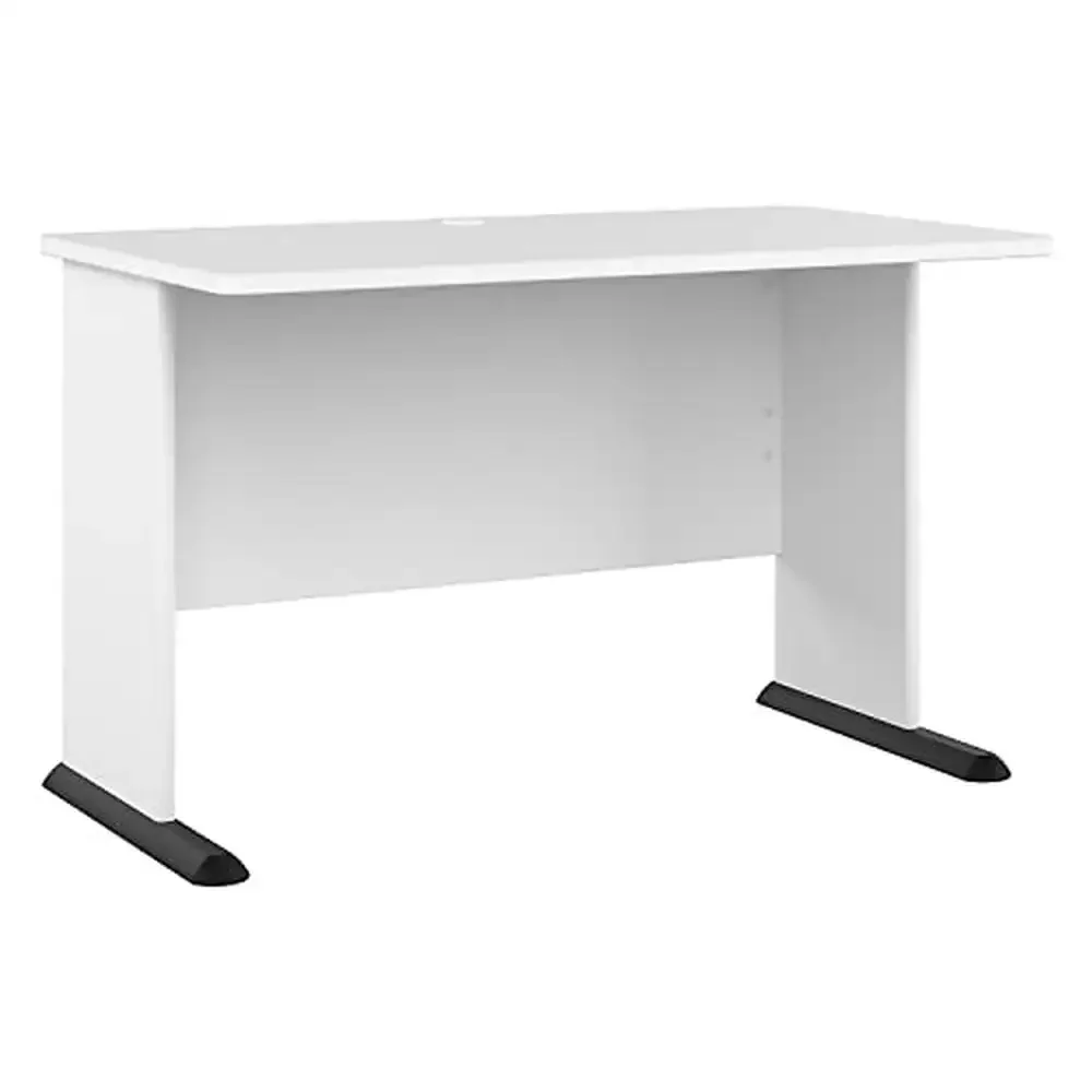 48-inch White Computer Desk Gaming and Office Use Commercial-Quality Design Engineered Wood Construction Wire Management Grommet