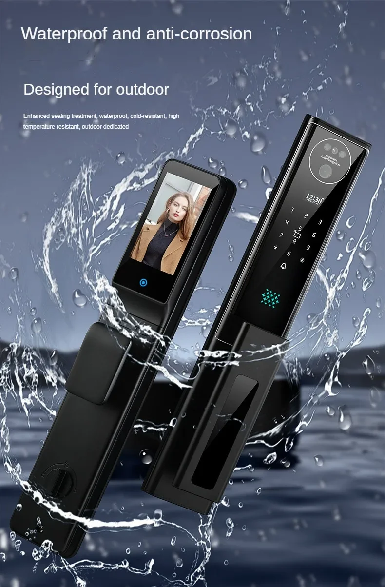 Enrique Wifi 3D Face Recognition Real Time Video Intercom Waterproof Fingerprint Digital Smart Door Lock