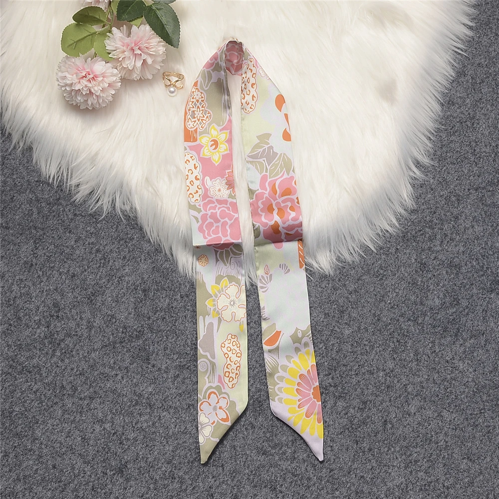 Fashion Summer Scarf 2024 Brand Design Women Skinny Bag Scarves Hair Band Neck Silk Scarf Ladies Foulard Neckerchief Headband