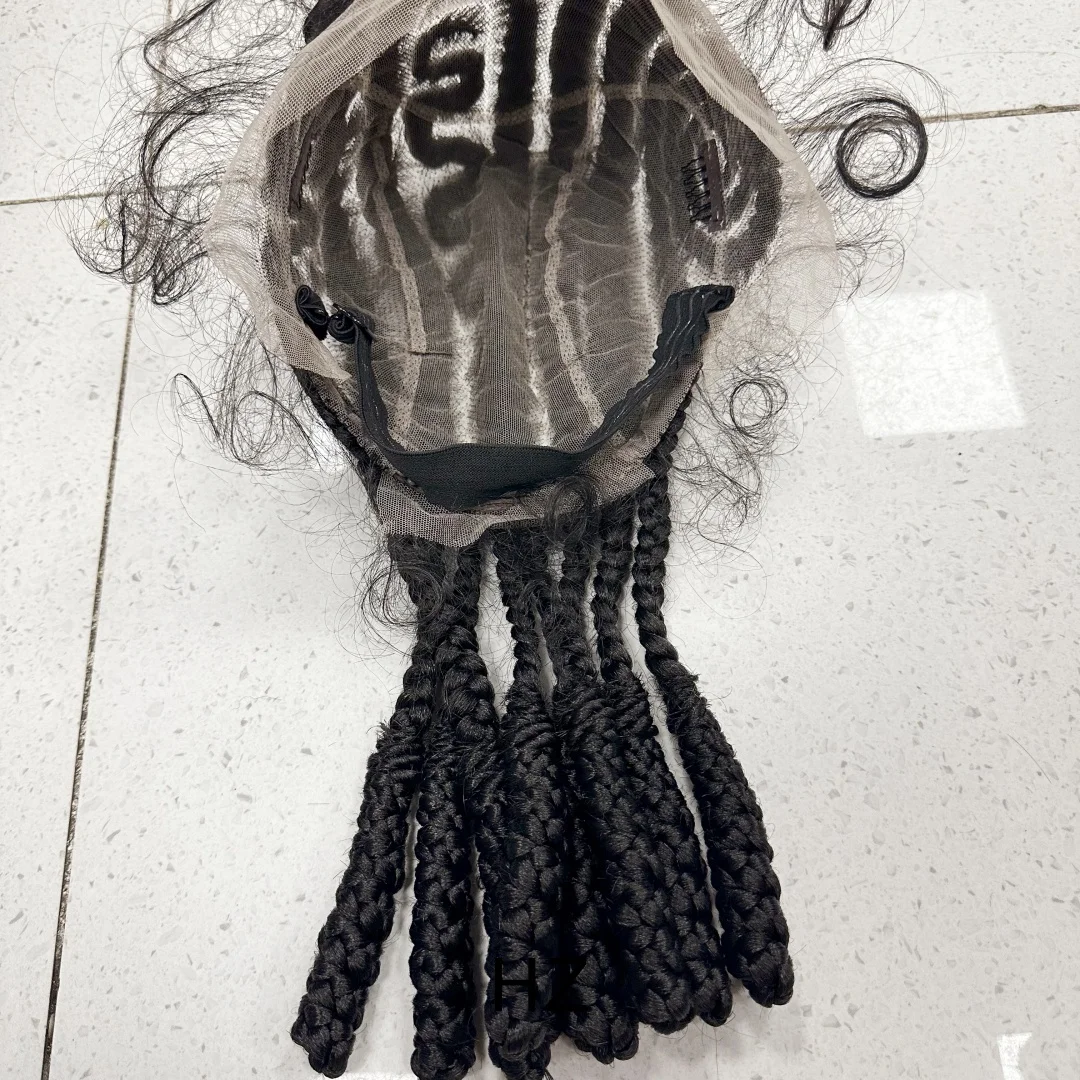 HZ 16 بوصة الاصطناعية 100% اليد تعادل كامل الدانتيل كورنو شعر مستعار مضفر الدانتيل تجديل الباروكات مع شعر الطفل للنساء السود #6