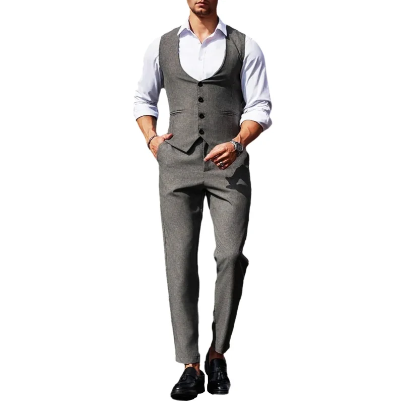 

Two-piece Set Suit Men's Vest Suit Men's Vest Jacket Dress Pants Suit Set Casual Wedding Business Banquet Office Outdoor Formal