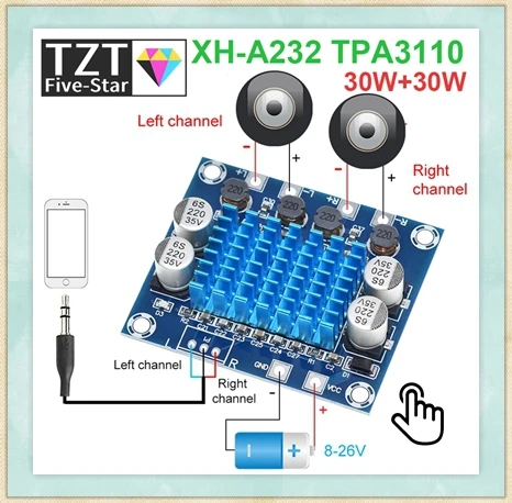 1/3 Stück XY-P15W 10W/15W/20W Stereo Bluetooth-5.0 Leistungsverstärker-Platine 12V/24V Hochleistungs-Verstärkermodul – Detail 2