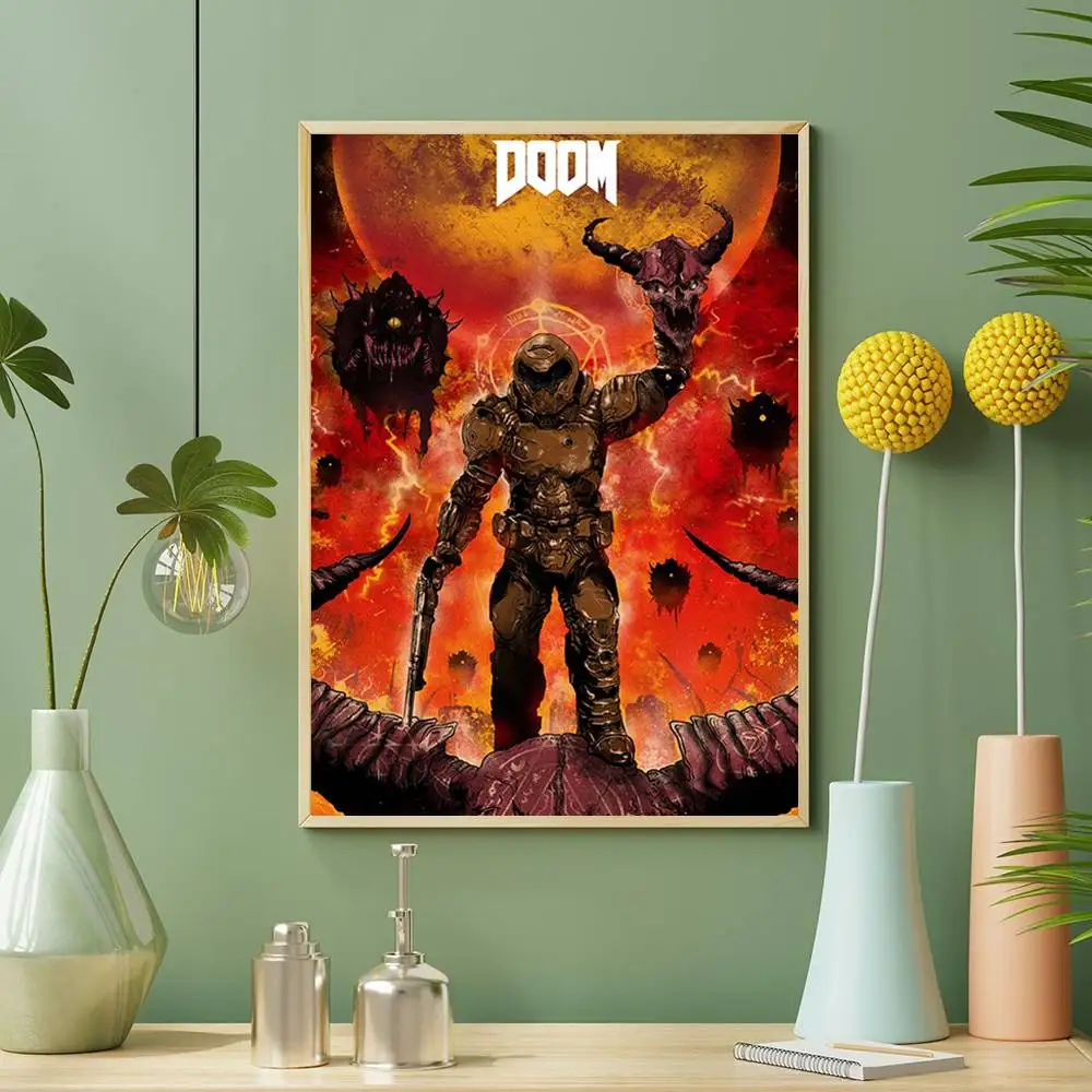 ملصق لعبة Doom عالي الدقة على الحائط اللاصق المقاوم للماء وغرفة المعيشة المنزلية وغرفة النوم والديكور الجمالي