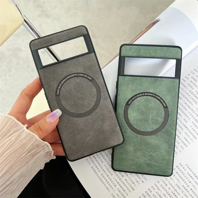 เคสฝาหลังหนังนิ่ม MagSafe สุดหรูเคสสำหรับ Google พิกเซล7 8 Pro 6 XL 7A 6A ผิวการชาร์จไร้สายแม่เหล็กให้ความรู้สึกกันกระแทก