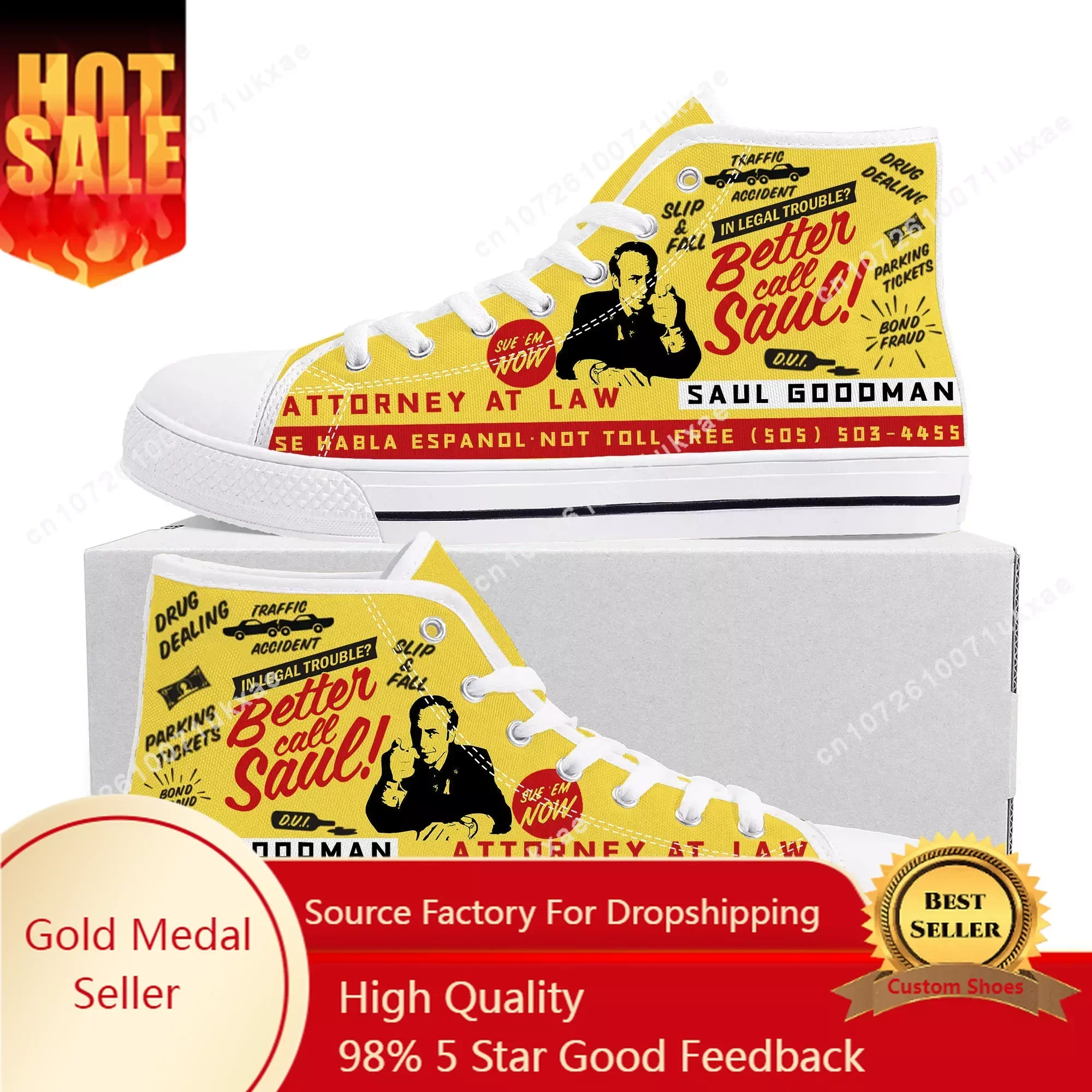 Better Call Saul High Top Sneakers Mens Womens Teenager Canvas High Quality Sneaker Casual Custom Made Shoes Customize DIY Shoe